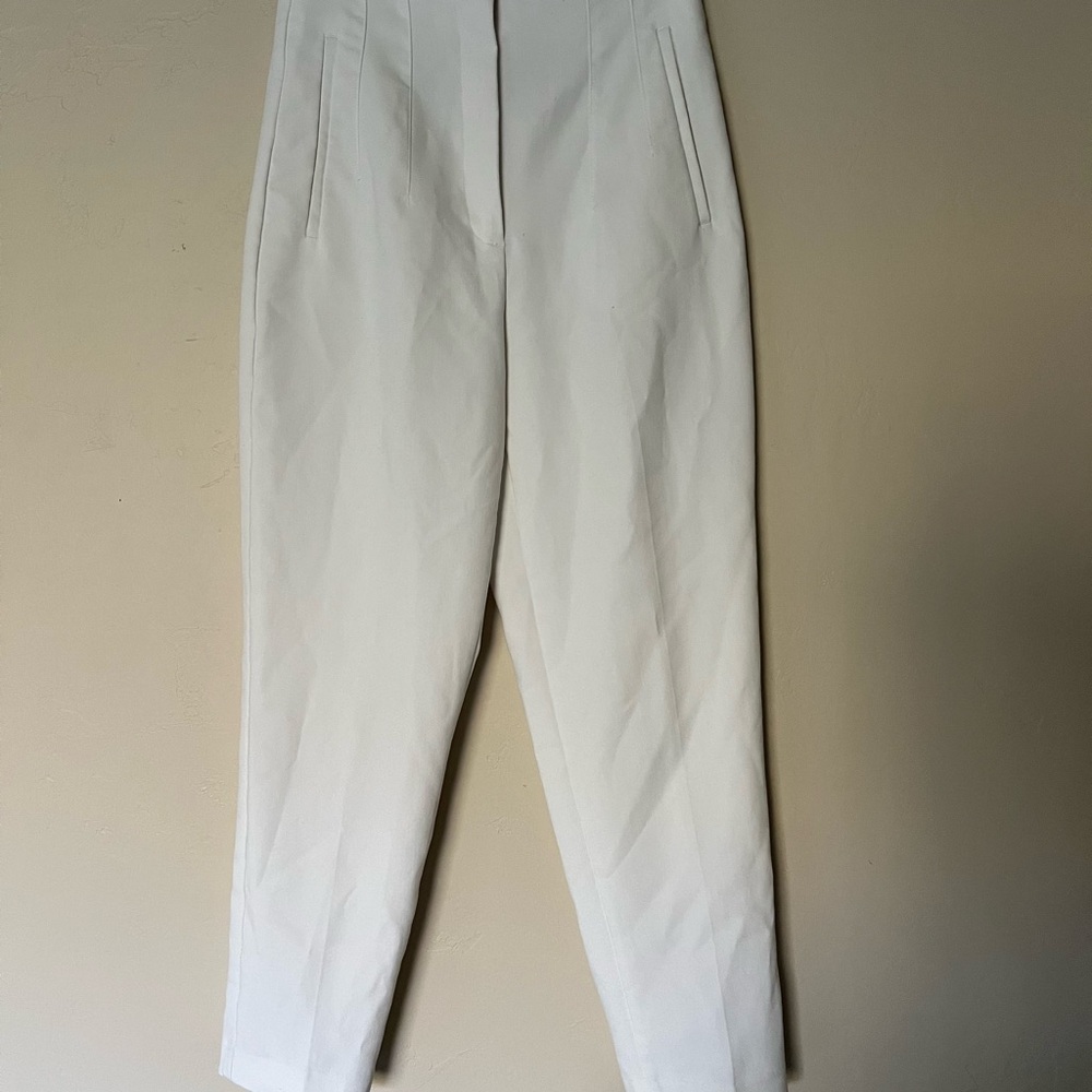 Zara White Tailored Trousers High-Waisted